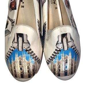 ZONACENTRO Ballerine Boom- Milan Cathedral Italy All Leather Size 36